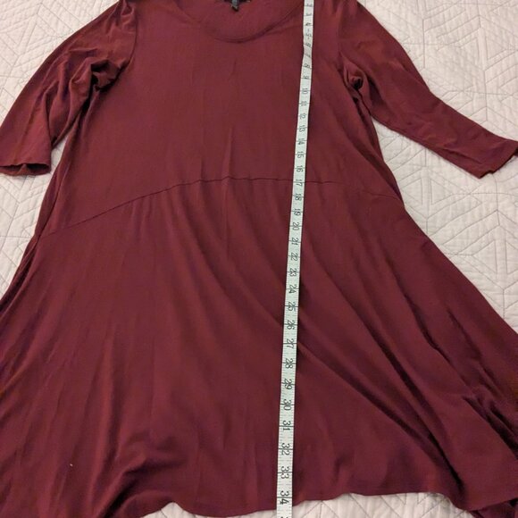 Eileen Fisher Burgundy Asymmetrical Hem Tunic Dress – Size Large - Picture 5 of 5